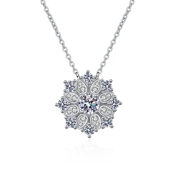 Floarea-soarelui Moissanite Colier pentru Femei 0.5 CT VVS Genial Diamant Halo Pandantiv Coliere Argint 925 Bijuterii de Nunta