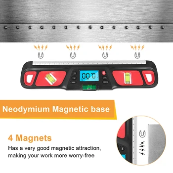 Goniometru Digital Raportor 3 Bule De Nivel De Măsurare Instrumentul De Bază Magnetică Unghi Finder Nivel De Construcție Conducător Inclinometer 