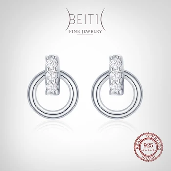 Beitil Autentic Argint 925 Design Geometric Cubic Zirconia Stud Cercei Pentru Femeile Minimalist Bijuterii Fine 