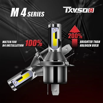 TXVSO8 H4 Far cu LED-uri Becuri 26000LM Pe Set 6000K Alb de Înaltă și Joasă Fascicul Hi/Lo Plug and Play pentru Motocicleta, Masina Camionul