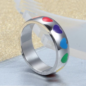 Moda Rainbow Dragoste Inima Inel Pentru Femei Din Oțel Inoxidabil De Sex Feminin Nunta Bijuterii Accesorii Benzi En-Gros 