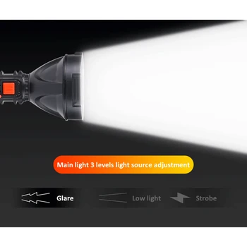 30000Lumens Lanterna Led-uri lungime de 500m Gama Lanterna Cu Baterie Built-in USB cu Lanterna Lanterna Lanterna 4 Moduri de COB Lumina de Lucru 