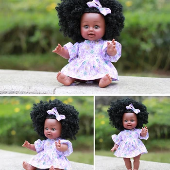 35cm Simulare Papusa Baby African American Renăscut Simulare Negru Plin Email Baby Doll Fata Realiste Jucarii din Cauciuc Moale Africane
