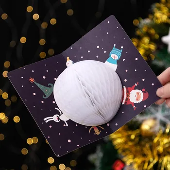 3D Pop-UP Moș Crăciun, om de Zăpadă Vesel de Pom de Crăciun Felicitare Cu Plic Invitatii Cadouri de Anul Nou Felicitare 