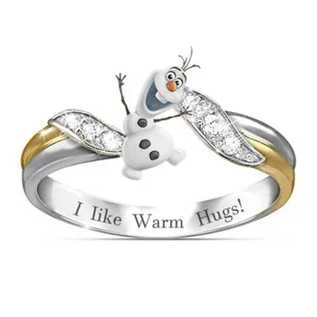 Moda clasic de desene animate drăguț om de zăpadă femei inel elegant temperament de banchet, accesorii de vacanță cadou de aniversare en-gros 