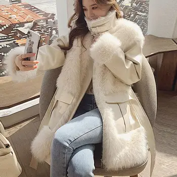 Blana femei & Faux 2021 Moda Geaca de Iarna Femei Haina coreean Stand Guler Liber Îngroșarea Pluș Îmbrăcăminte exterioară Cald 