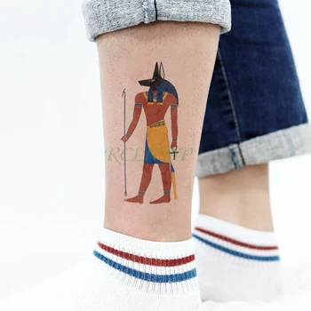 WaWaterproof Tatuaj Temporar Autocolant Egiptul antic Faraon Abinus metalic de aur de aur tatuaj flash tatuaj tatuaje false 