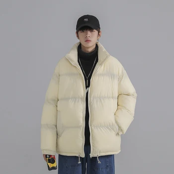 Geaca de iarna Barbati Solid de Culoare Parka cu Fermoar Barbati Stand Guler Gros de Cald Puffer Sacou Masculin coreean Casual Parka Coat 