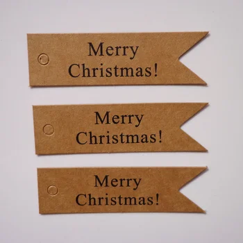 100buc 7x2cm Crăciun Fericit Kraft Categorie Petrecere de Nunta Mesaj Cadou de Îmbrăcăminte Carte de Hârtie Hang Tag Carduri Eticheta 