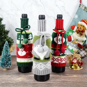 1P Tricotate Sticla de Vin de Strat de Acoperire Moș Crăciun Sampanie Sticla de Vin Sac Rezistent Ornament pentru Acasă de Crăciun, Decoratiuni de Anul Nou