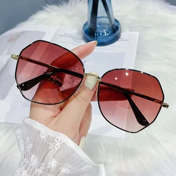 2021 Moda Ceai Gradient de ochelari de Soare Pentru Femei de Moda Poligon Cadru Metalic ochelari de Soare de Lux Vintage sex Feminin de Ochelari de UV400 