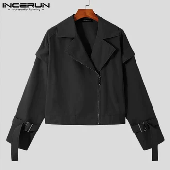 Noua Moda pentru Bărbați Stil Casual, Jachete cu Fermoar Rever Tricouri Rochie de Partid Arată Jachete Scurte Rever Mare S-5XL INCERUN Topuri 2021 