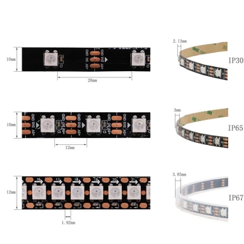 WS2812b Benzi cu Led-uri de Lumină Adresabile Pixel Inteligent Pentru Living Decoratiuni Negru/Alb PCB DC5V Banda Led RGB 5050 Lampa