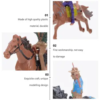 8Pcs Mici Indieni din Plastic Cal Cifre Playset Indieni Călărie Figura Jucărie Vest Cowboy Model Împodobește Asortate Stil 
