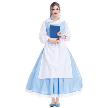 Albastru rochie costum belle frumoasa si ia adult prințesă de sud rochie de halloween rochie fancy costume