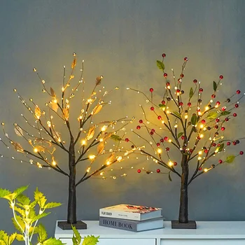 Crăciun Stralucitoare Copac Lumini Led De Cameră Acasă Decoratiuni Dormitor Detașabil Durabile De Uz Casnic Berry Filiala Lumini Interior Din Plastic