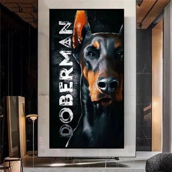 Negru Câine Doberman 5d diy diamant tabloul complet Pătrat Rotund burghiu mozaic de diamante broderie Animale de Craciun 2022 Cadou X241 