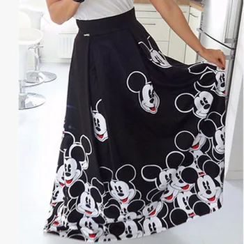 Talie Inalta Fusta A-Line Disney Mickey Mouse-Ul De Imprimare Maix Femei Fuste Francez Elegant Bohemia Petrecere Pe Plaja Doamnelor Îmbrăcăminte Kawaii 