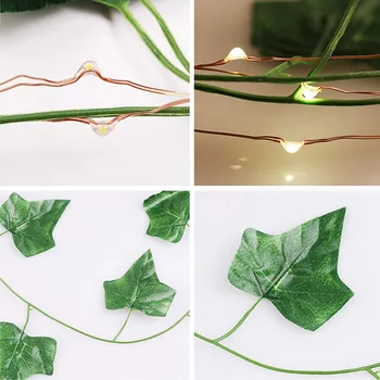 220cm tub luminos led de plante artificiale verde frunze de vița-de-vie de arțar zână lumina frânghie de frunze lampa ghirlanda diy atârnă de iluminat 