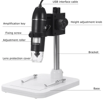 3 în 1 USB Reglabil Microscop Digital de Tip C Microscop Electronic Camera Pentru 1600X Solding 8 LED-uri Lupa Zoom Endoscop 