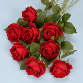 5Pcs/Lot 51CM Red White Rose Flori Artificiale DIY Flanel Fals Flori pentru Petrecerea Acasă Decor de Nunta Cadou de Ziua Îndrăgostiților 