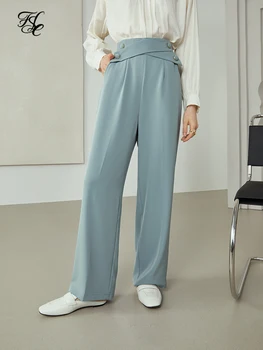 FANSILANEN Doamnă Birou Nou Toamna anului 2021 Femei Talie Mare Culoare Solidă Largi Picior Pantaloni Largi Pantaloni Casual Sens de Design pentru Femei 