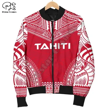 Polinezia franceză de Artă Tahiti Steagul Țării Cultură Tribală Retro 3DPrint Bărbați/Femei Amuzant Jacheta Bomber Motocicleta Jacheta Pulover 1 