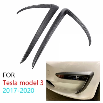 Mat din Fibra de Carbon Lama Fata Ornamente Bara Fata Buza Splitter Ceață Lumina Tapiterie pentru Tesla Model 3 2017-2020 