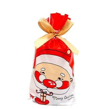 10buc Mos craciun Cadou Geanta Candy Bag Fulg de nea Clare Cordon Geanta Crăciun Fericit Decoratiuni pentru Casa Noua Anul 2021 Noel Prezintă 