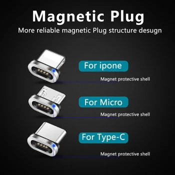 Magnetic cu mufă de Cablu USB, Cablu Jack adaptor pentru iPhone 8 pin USB C Micro Tip C Prize Android Încărcare Rapidă USB Încărcător Cablu Plug 