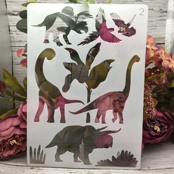 4buc A4 29cm Dinozaur Cămilă Animale Sălbatice DIY Stratificare Sabloane Pictura Album de Colorat Relief Album Decorative Șablon 