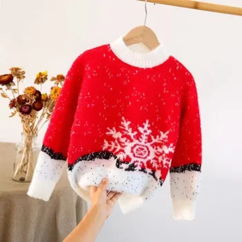 Fete Pulover Copii Haina Uza 2021 Lux Plus Catifea Îngroșa Cald Iarna Toamna Tricotat Topuri de Bumbac Fleece pentru Copii Clothi 
