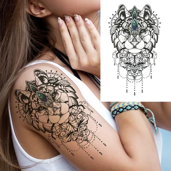 Geometrie Rose Purpuriu Colibri Tatuaje Temporare Pentru Femei Adulți False cu Pene de Bufniță Pasăre Autocolant Tatuaj Coapsei 3D Tatuaje Hârtie 