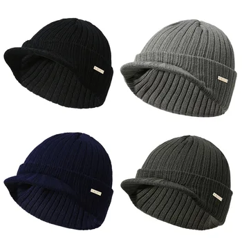 Unisex de Iarna de culoare Solidă Tricot Pălărie Simplă dungă Femei Dom Craniu Căciuli Bărbați moda in aer liber Cald vizor capac Z227 