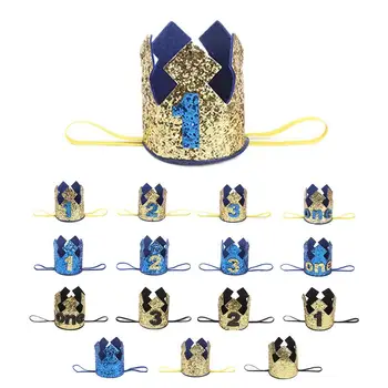 Noul Aur Băiat Ziua de nastere Primul Palarie Glitter Princess Crown Număr 1 2 3 Ani, Petrecere Copil de Dus Decor Bentita Copii Cadouri 