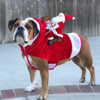 De Crăciun, Haine De Câine Câine Cosplay Costum De Crăciun Animale De Companie Haine De Iarna Hanorac De Haine De Blana De Câine Moș Crăciun De Echitatie Îmbrăcăminte Pentru Animale De Companie 