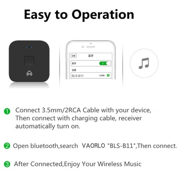 VAORLO NFC Bluetooth 5.0 Receptor Audio de 3,5 MM AUX RCA Stereo Hifi de Muzică Wireless Adaptor Pentru Masina Acasa Difuzor Auto ON/OFF Dongle 