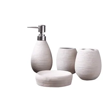 Ceramica de baie 4BUC Set Dozator Sampon Sticla de detergent de Vase suporturi pentru periuțe de dinți Clătiți Cana Accesorii Baie Set 