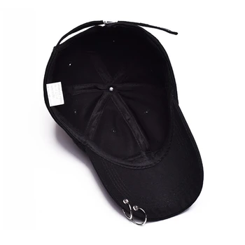 Noi Mens Pentru Femei De Culoare Neagra Reglabil Casual Șapcă De Baseball Inele Metalice Simplă Pălărie Amestec De Bumbac Moda Reglabil Capace 