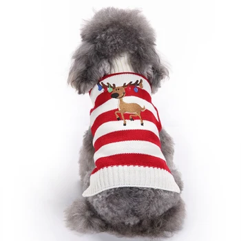 Crăciun Ren Pisica animale de Companie Câine Pulover cu Dungi Catelus Tricot Strat Cald Câini de talie Mică Haine pentru Chihuahua Bulldog francez Costum 