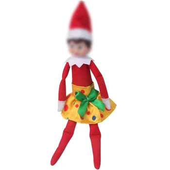 Red Elf de Crăciun Doll Rochie Albă Jucarii pentru Copii Accesorii Fusta Galben Pentru Copii Cadouri de Crăciun, Elfi Haine（Nu Papusa）m1 