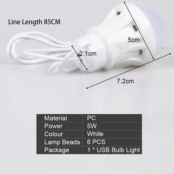 Felinar portabil Tabără Lumini USB Bec de 5W Putere în aer liber Camping Multi Instrument de 5V cu LED-uri pentru Cort de Camping Gear Drumeții USB Lampa 
