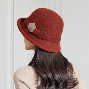 [PTAH] Femei Casual Pălărie de Tweed Toamna Retro Fedoras Pălărie Fată Artist francez Lână Cald Iarna Beanie Hat Capac Vintage Elegant Lady 