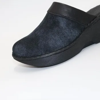 Papuci piele sandale Confortabile Femei slippersHigh toc Muller papuci 