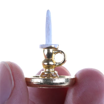 Retro 1:12 Scară Singur Sfeșnic Lumânare Sconces Perete Lampă Miniatură Papusa Casa Decor Accesorii Model de Lumină Cadou pentru Papusa 