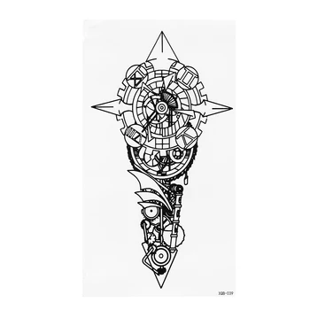 1buc Geometrice brațele Alb-Negru cu Flori Mari de Tatuaj Temporar Henna Negru Mehndi Stil Impermeabil Autocolant Tatuaj 