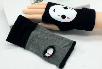 1 Pereche de Drăguț Anime Spirited Away Nu Fata de Om Mănuși de Jumătate degetul Mănuși cu un Deget Tricotate Cosplay Umplute, Jucării de Pluș Cadouri 