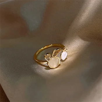 Romantic Floare de Opal Inel Deschis pentru Fete Drăguț Pearl Stras Geometrice Incrustate Zircon Bling Cubic Zirconia Bijuterii Fine 