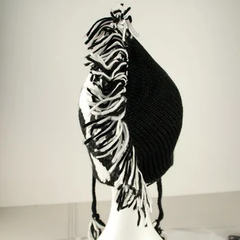 Dark Goth Unisex Ciucure Căciuli Tricotate Negru Gotic Doamna Craniul unui Om Tricot Pălărie de Iarnă Caldă Strada Harajuku Hip-hop Chelioși Pălării 