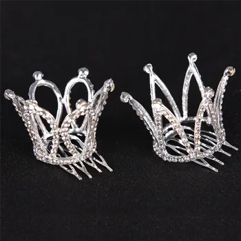Fetele Mini Crystal Crown Tiara Piepteni Piatra De Clar Tiara Mic Accesorii De Par Moda Bijuterii 